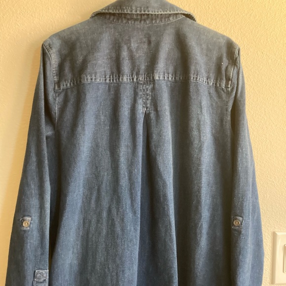 J. Jill Denim Button Down Shirt Dress W/ Pockets, Medium - Picture 5 of 10